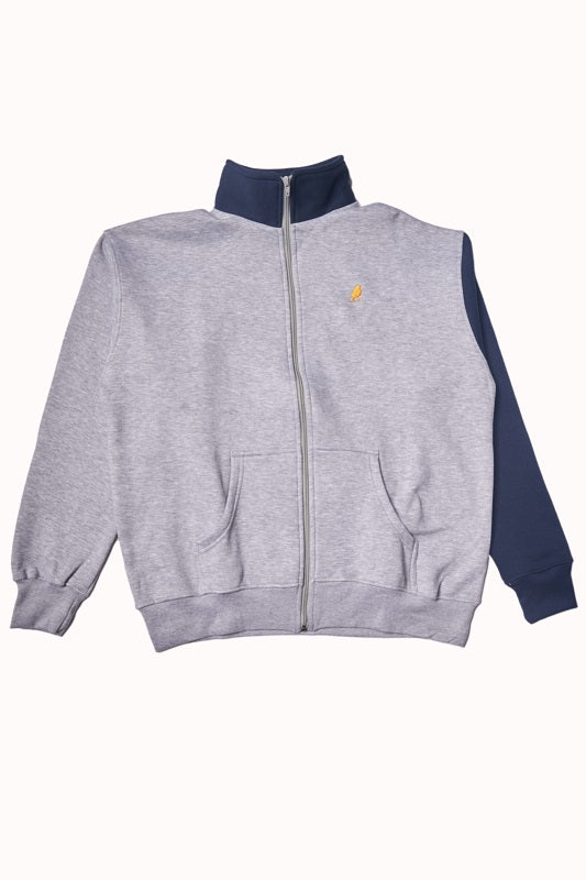 GREY NAVY ZIP UP