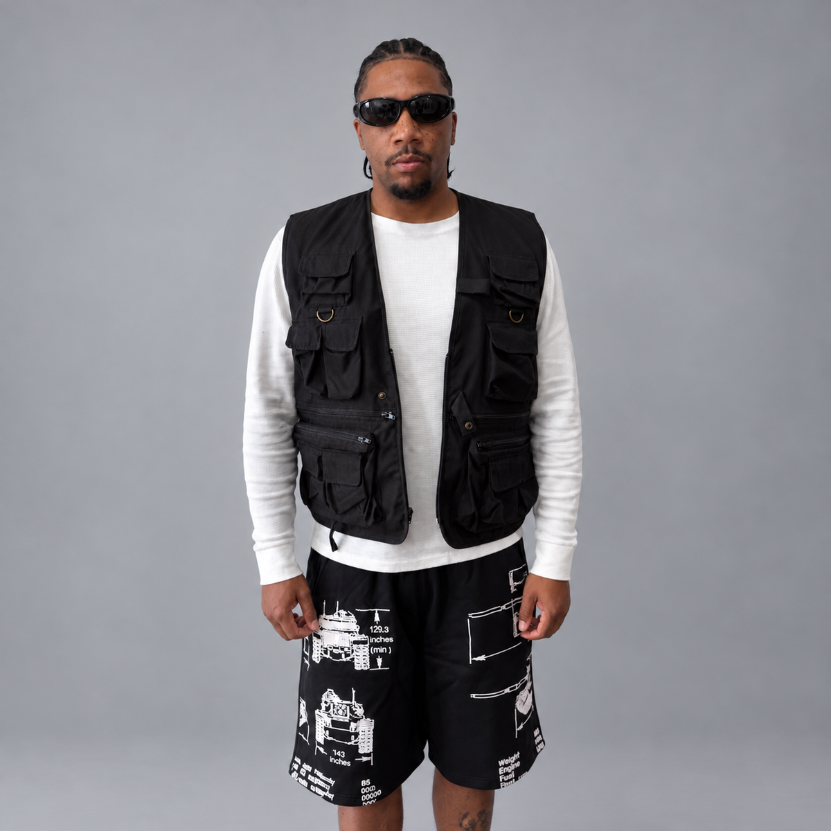 Blueprint 82 Graphic Shorts — Black
