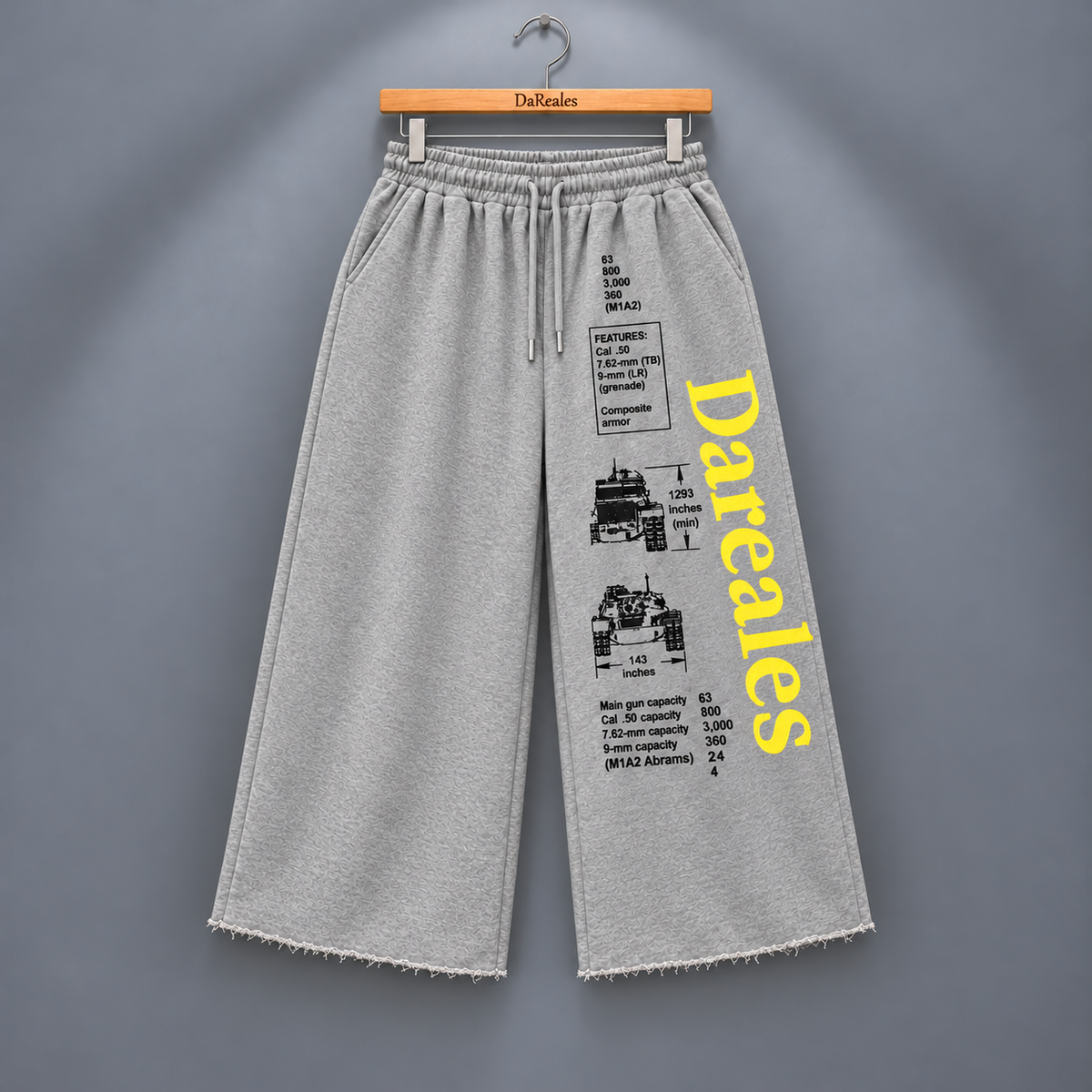 DAREALES “Blueprint 82” Wide-Leg Cropped Sweatpants — Heather Gray
